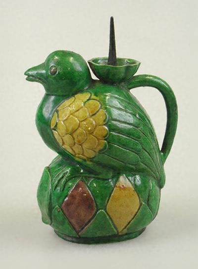 華南三彩鳥形水注（燭台） 文化遺産オンライン