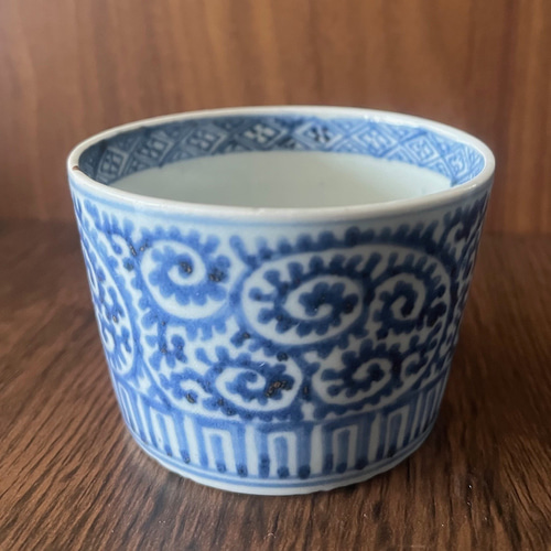 古伊万里 染付 猪口 蕎麦猪口 撫子 江戸時代 骨董 金継ぎ アンティーク