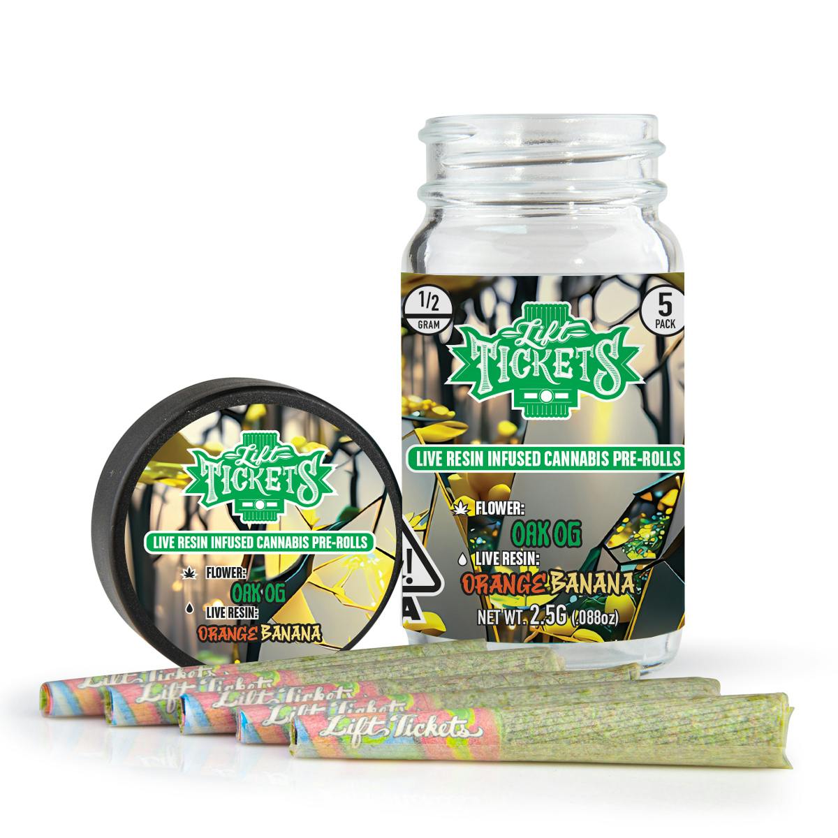 Oak OG x Orange Banana - Infused Pre-Roll 5-Pack - Lift Tickets
