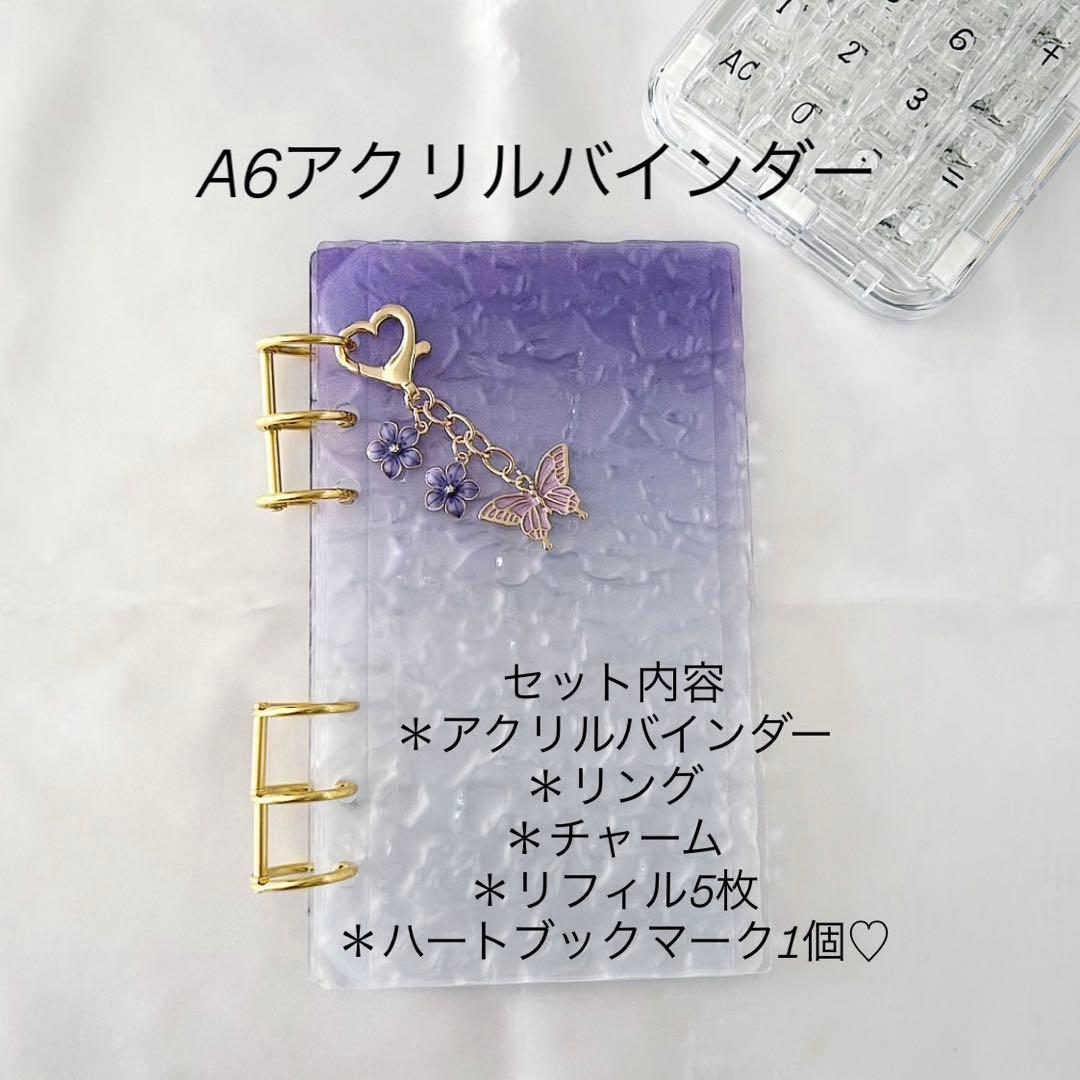 アクリルバインダー♡水流模様A6韓国バインダー貯金savingバタフライ