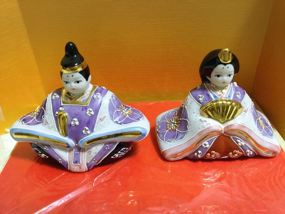 新品未使用　九谷焼　ひな人形雛飾り陶器ひな祭り置物オブジェ友山インテリア飾り