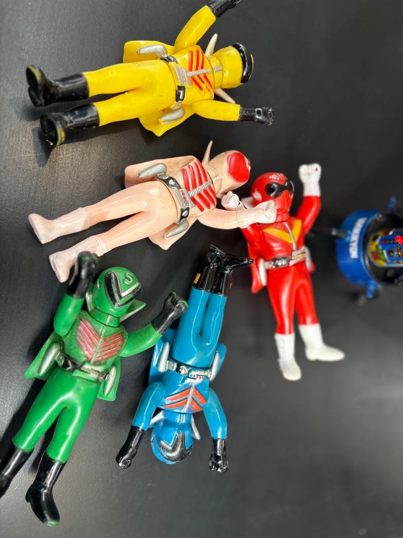 福*郎様 秘密戦隊ゴレンジャー ソフビ ポピー フィギュア 5体セット当時物